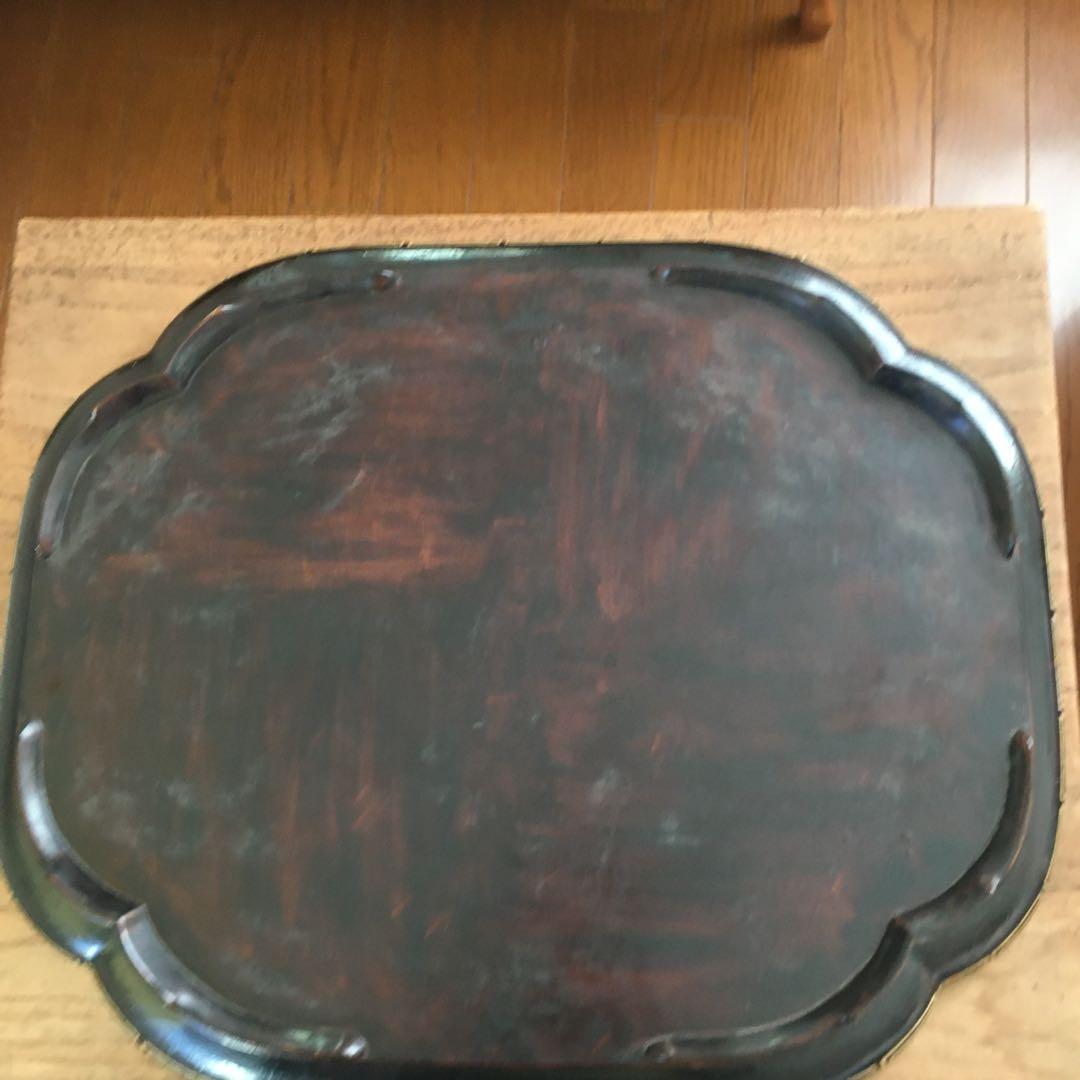 青貝瑞鳥花の図　木瓜形　香合盆　螺鈿細工　共箱