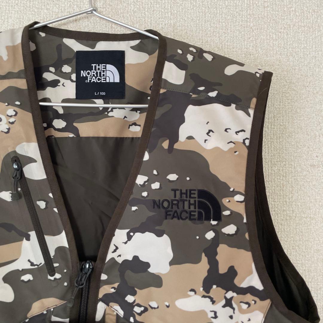 Lノースフェイスカモフラ迷彩5ポケットフィッシングベストタグ付き