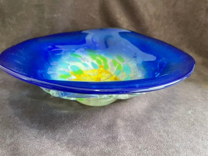 吹硝子銀彩鉢　吉田元雄作