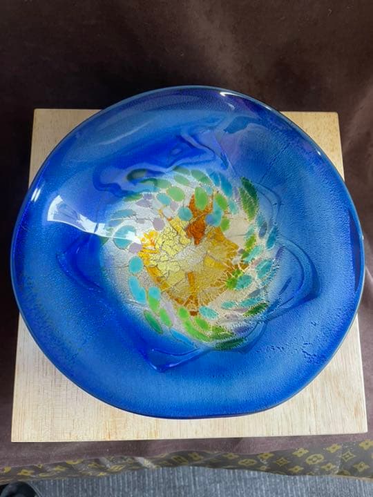 吹硝子銀彩鉢　吉田元雄作