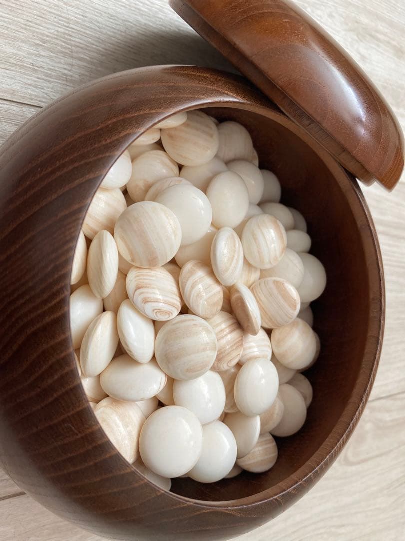 34号　蛤碁石　本蛤碁石　那智黒石　碁石　木箱付