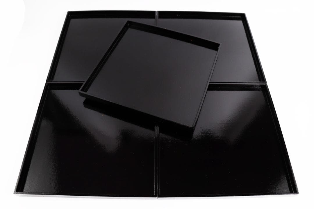 鷲山塗 山本象石 黒盆 折敷 膳 盆 十客