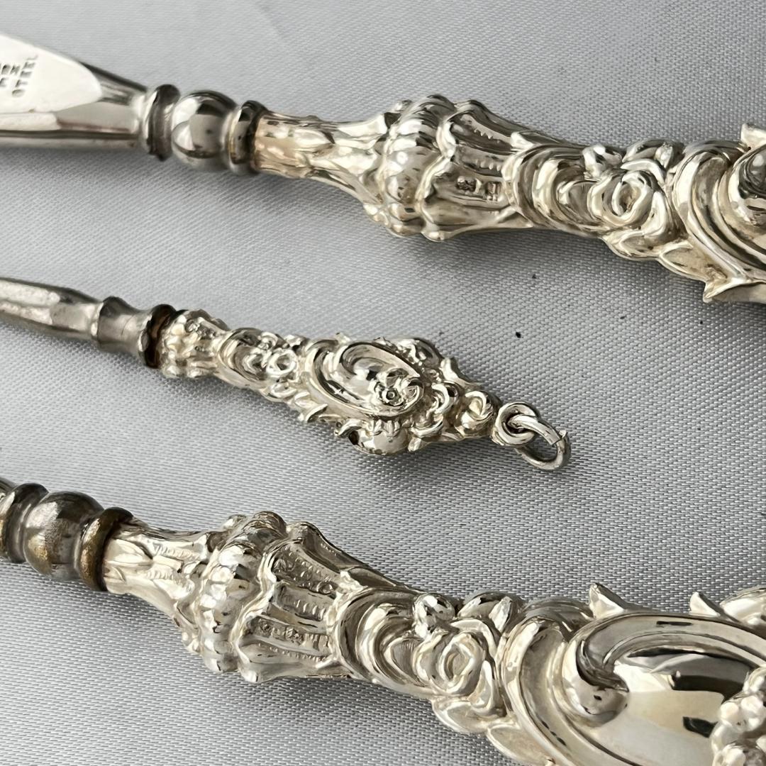 【英国】【純銀ハンドル】 靴べら / ボタンフック 1910年 専用ケース