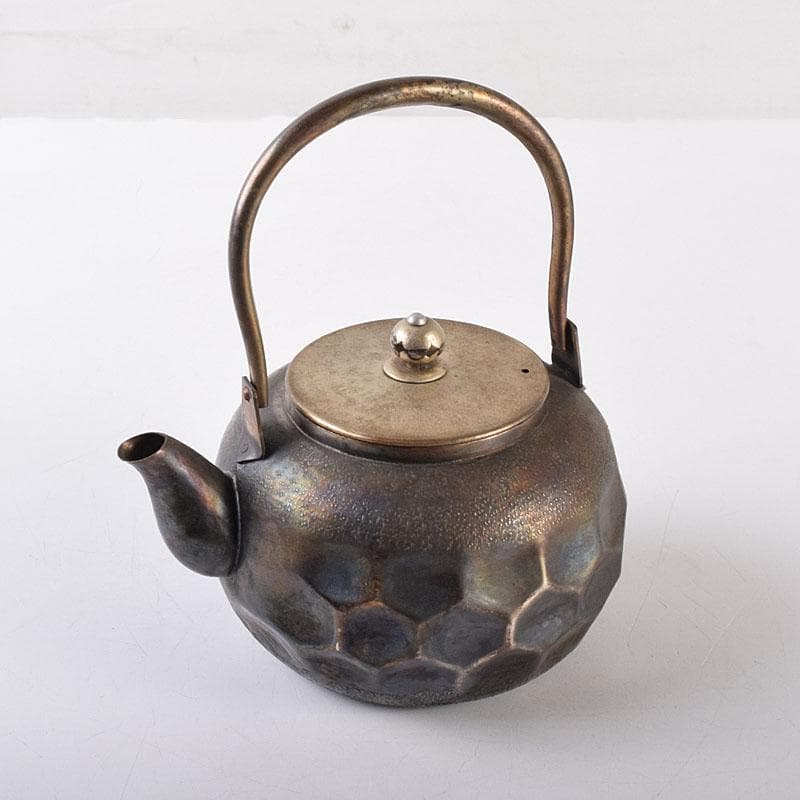 煎茶道具　いぶし銀　槌目　銀瓶　湯沸　急須　重さ約262g　C　8043