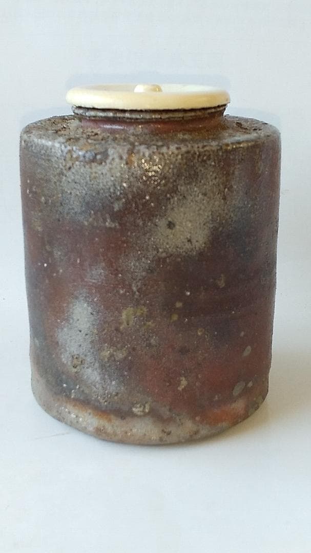 丹波茶入 尾中窯 市野信水 作 仕覆 紹鴎緞子 共箱 栞 肩衝茶入 茶入 美品