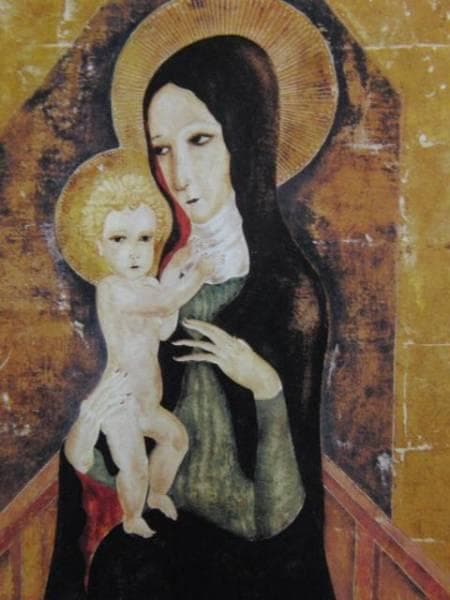 藤田嗣治、【聖母子】、希少画集画、新品高級額・額装付、状態良好