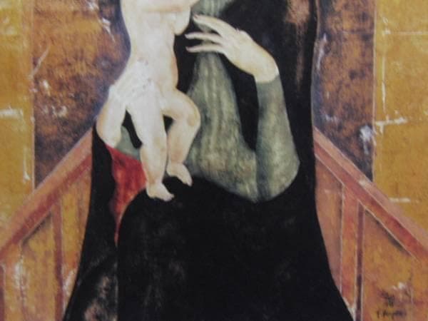 藤田嗣治、【聖母子】、希少画集画、新品高級額・額装付、状態良好