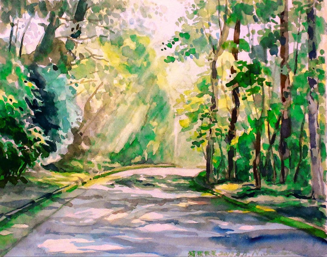 水彩画 風景画 フレーム付き F6サイズ 原画