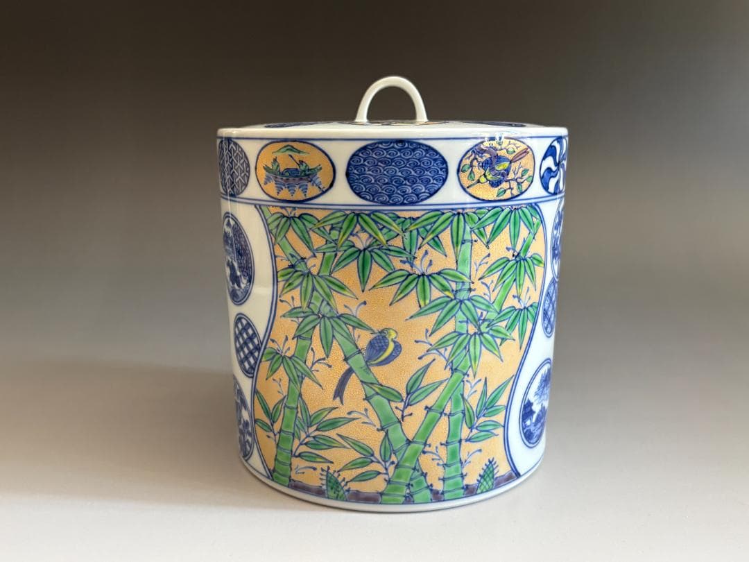 小峠丹山　色絵祥瑞寸胴　水指　茶道具