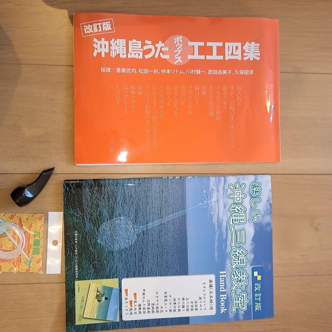 【美品】三線 沖縄 教本 付属品 初心者 人工皮 蛇革 蛇皮 和楽器