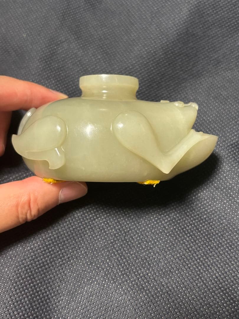 中国古美術品　清の時代　和田青白玉 砡　水滴　水盂 蘇工　349g