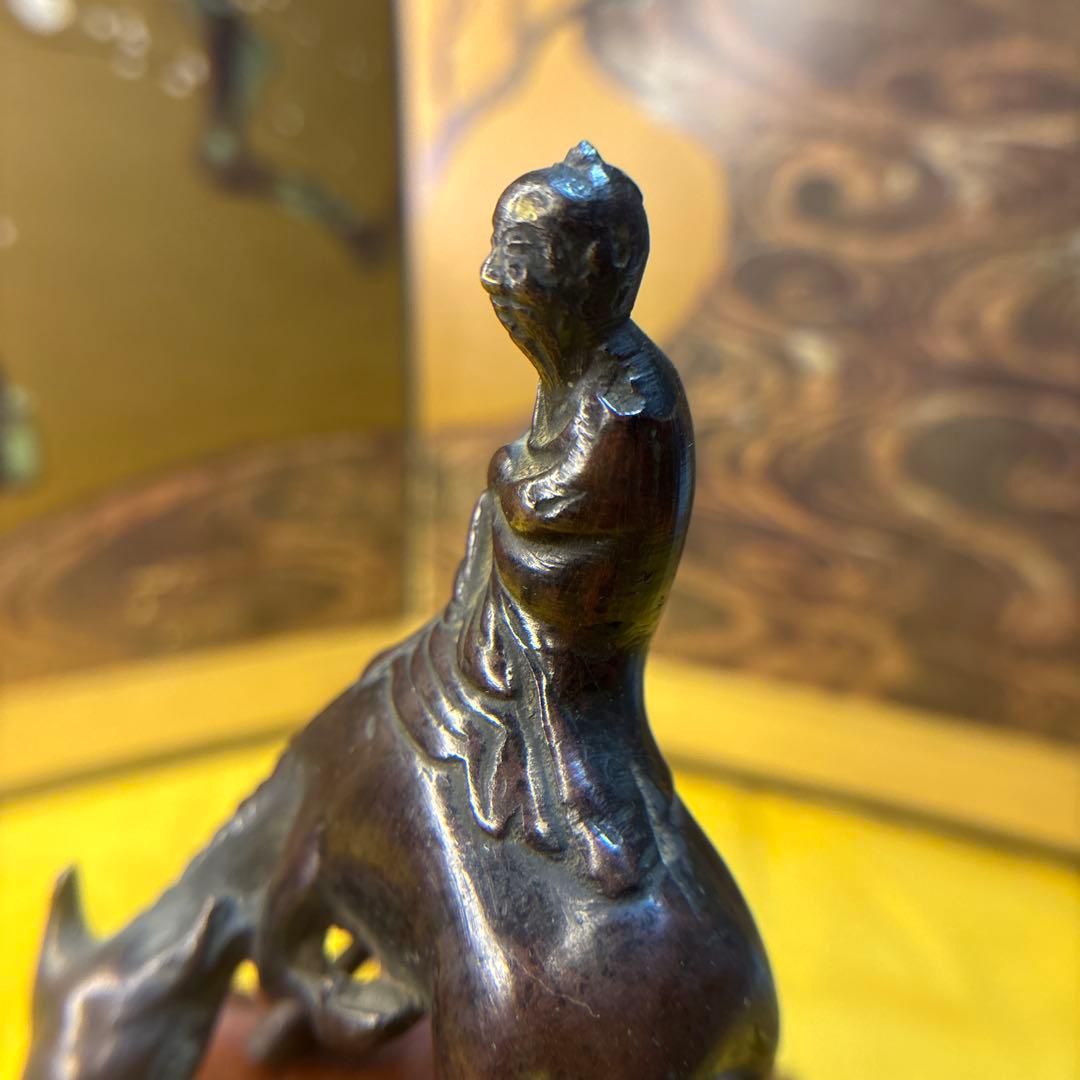 古美術　古銅　置物　牛に乗る老子　時代物　アンティーク