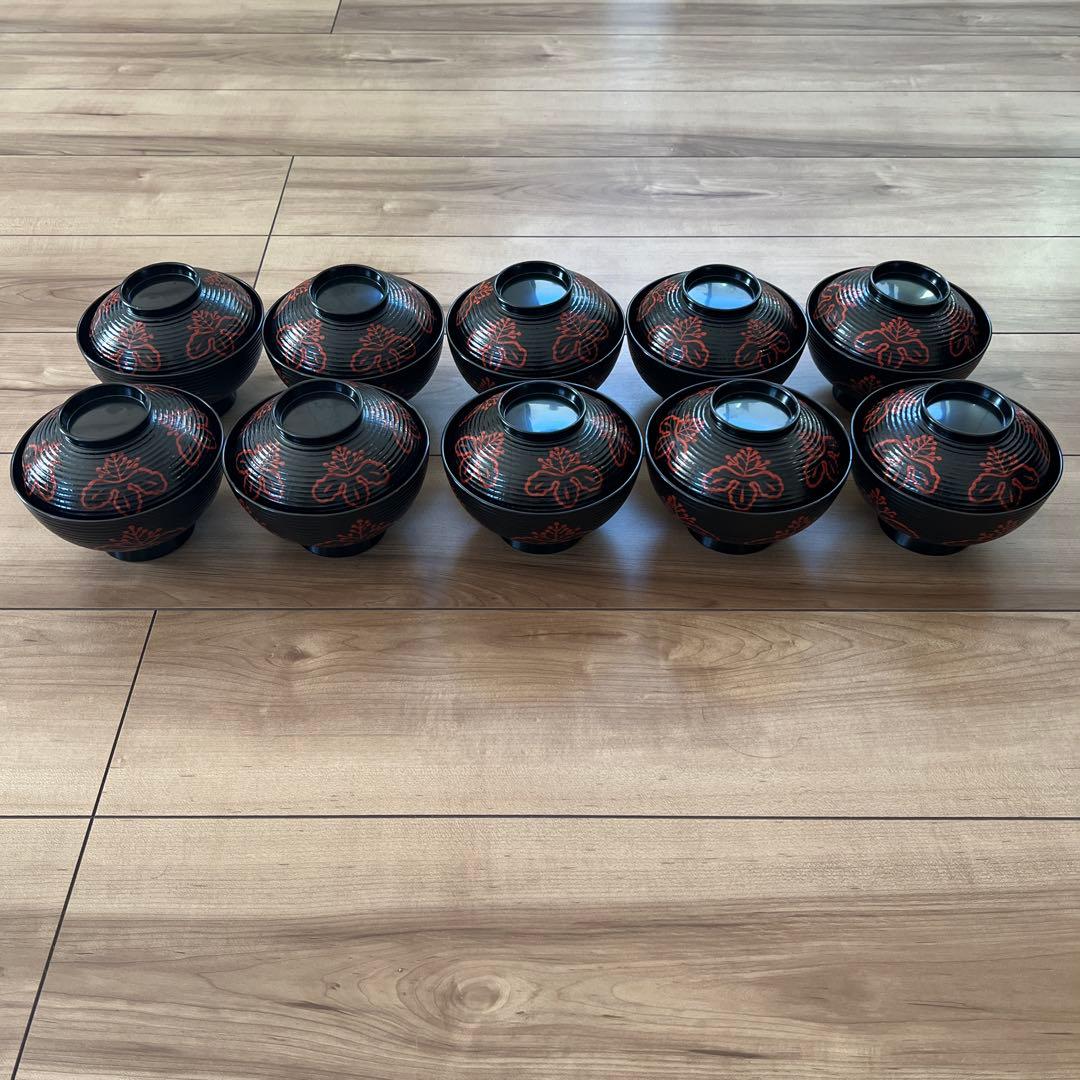 漆器 椀と平皿 10個セット