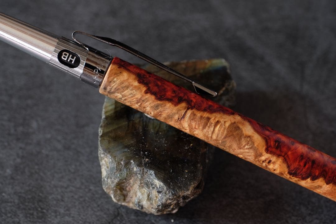 PG5木軸カスタム0170　高村杢工房製図用シャープペンシル　花梨瘤トリコロール