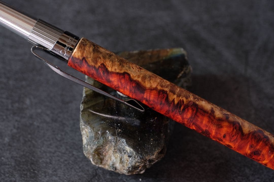 PG5木軸カスタム0170　高村杢工房製図用シャープペンシル　花梨瘤トリコロール