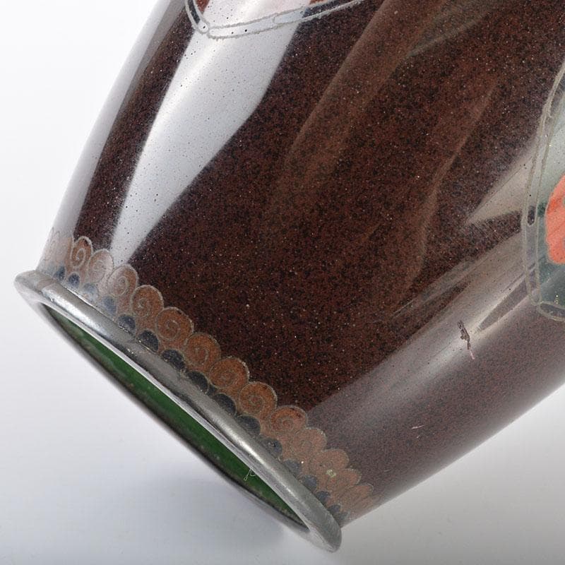 中国　古七宝琺瑯彩　龍鳳凰文瓶　M　R6349