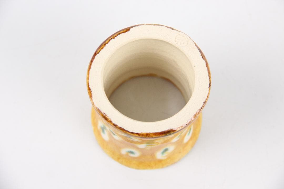 清水保孝作 三彩 蓋置 共箱付 茶道具 京焼 日本工芸会正会員 EG21-11