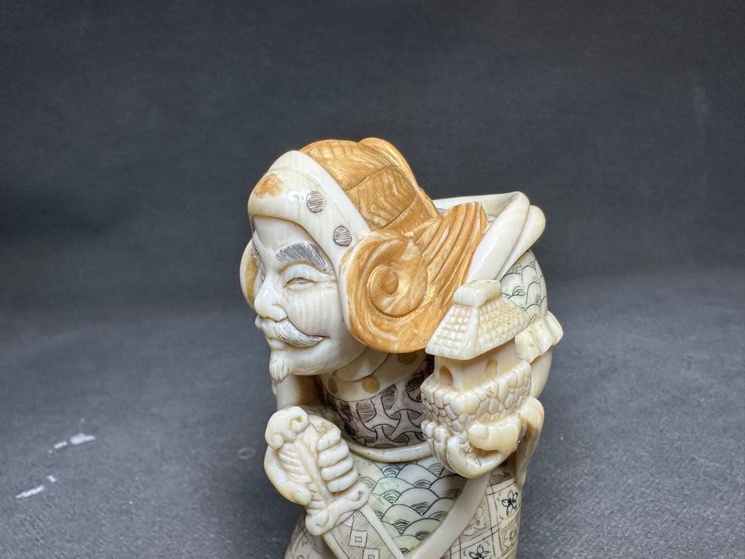 極上　天然素材　七福神　置物　根付　　アンティーク　和彫　骨董　飾り物　古美術品