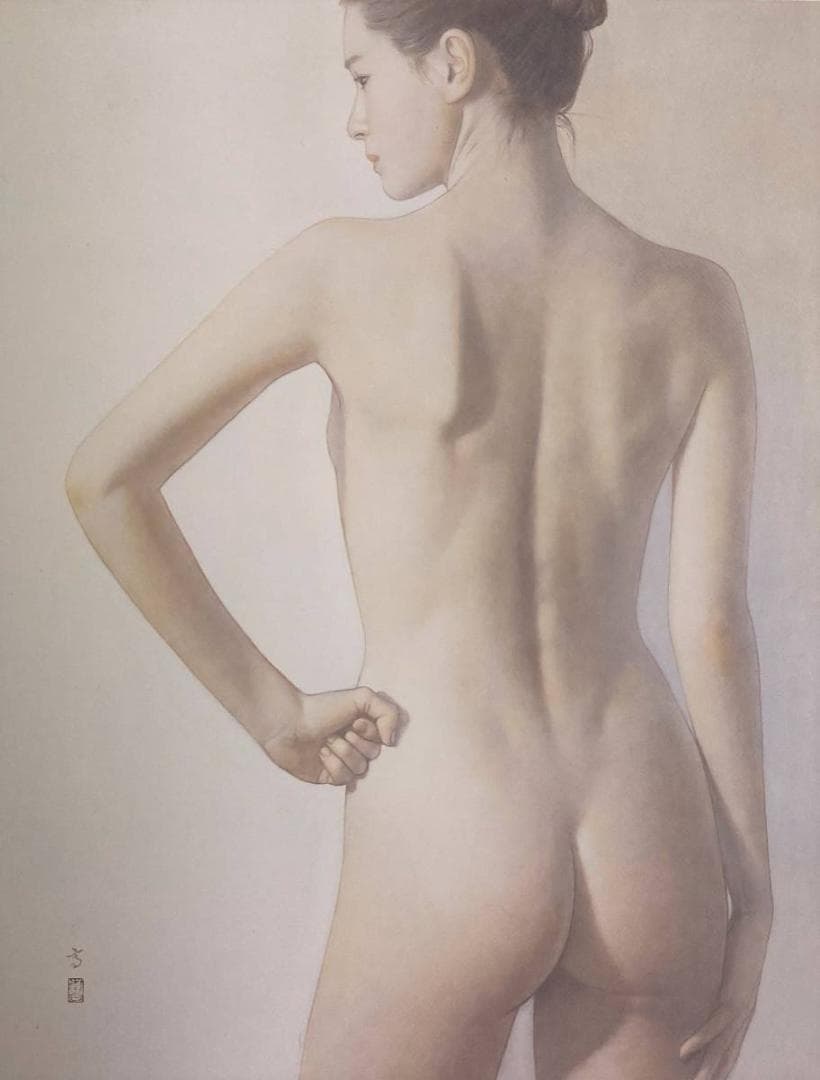 高塚省吾、【月のように風もなく】、希少な額装用画集画、新品高級額 額装付