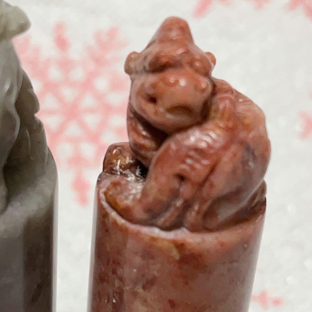 寿山石　印鑑　田黄石　獅子彫刻　置物　印材　印章　中国掛軸　篆刻