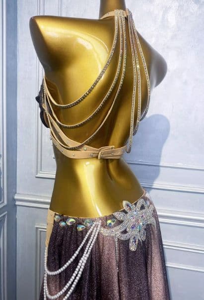 ベリーダンス セットアップ ブラウン ピンク