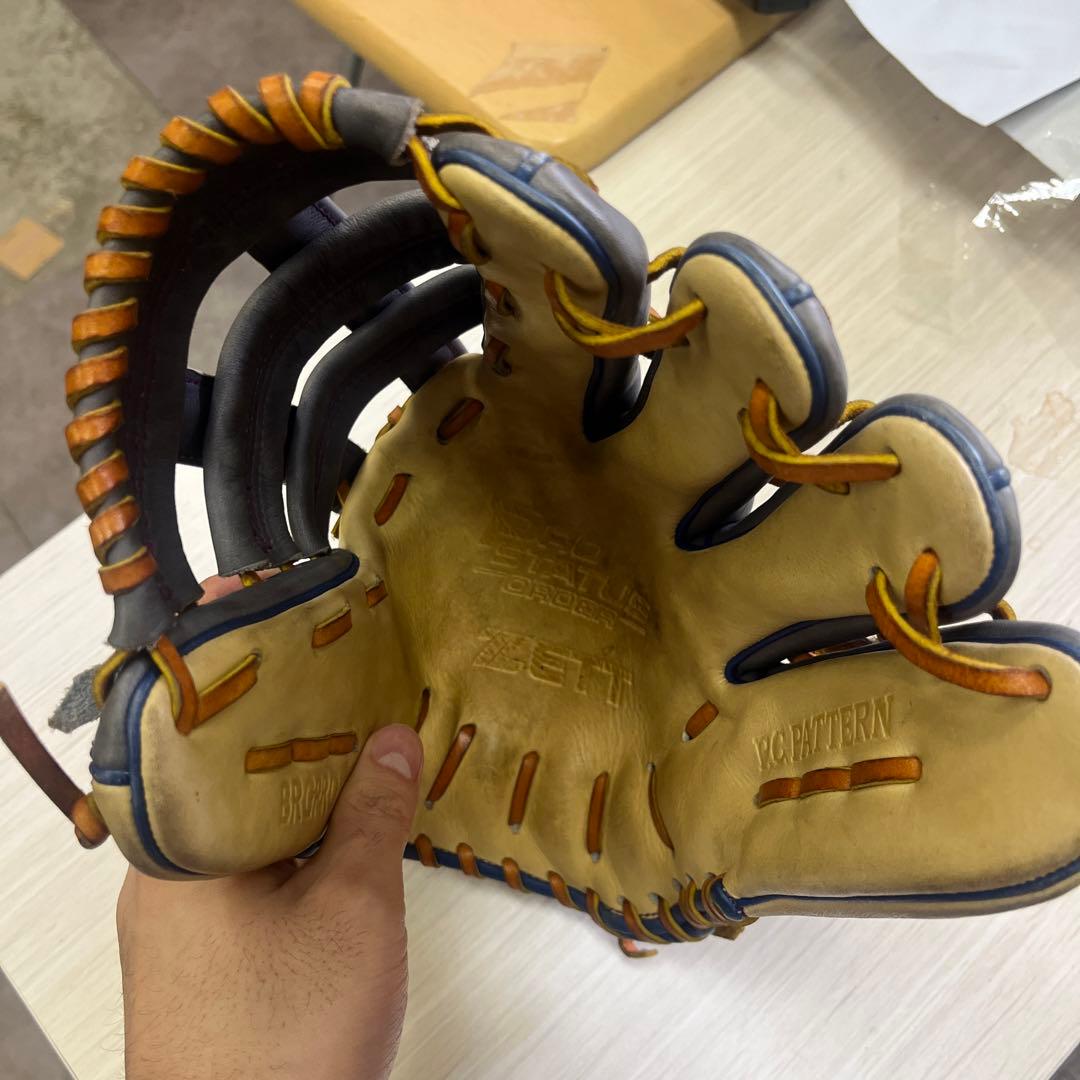 ZETT 外野用　オーダー　グラブ　ゼット　軟式グローブ グレー/ベージュ