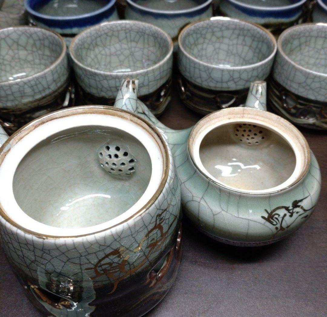 相馬焼 湯呑・急須 等 18点セット