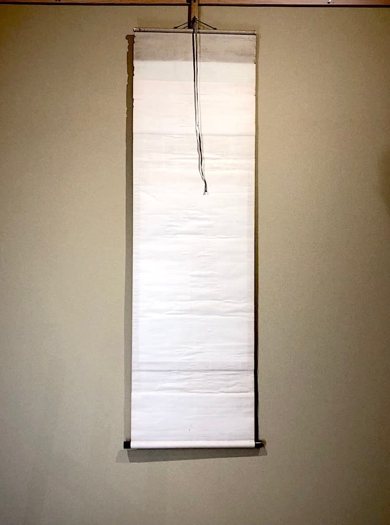 掛軸　加納鉄哉 賛「山色空濛・・」・大野呑州 山水画　絹本　箱合。