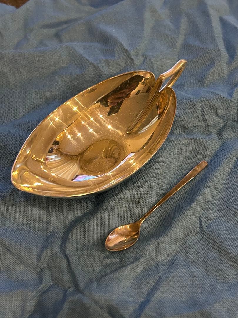 k*n様 尚美堂　銀食器　若葉　さじ付　未使用品