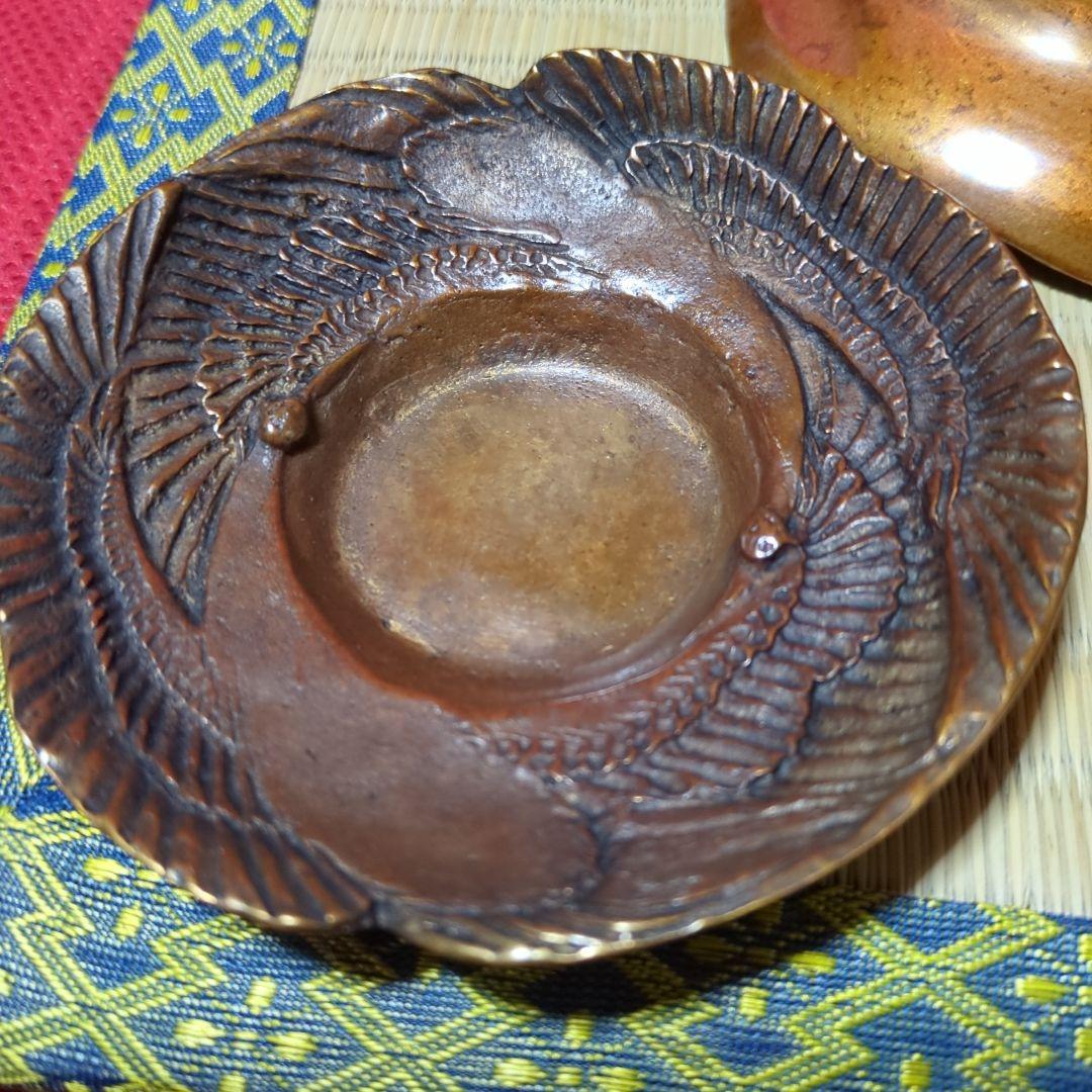 銅器茶托絵変わり 5枚セット、三右エ門在銘