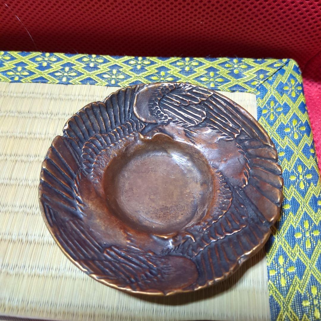 銅器茶托絵変わり 5枚セット、三右エ門在銘