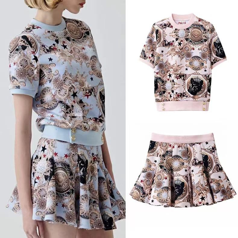 新作 UTAA ゴルフウェア レディース半袖 トップス スカート2点セット