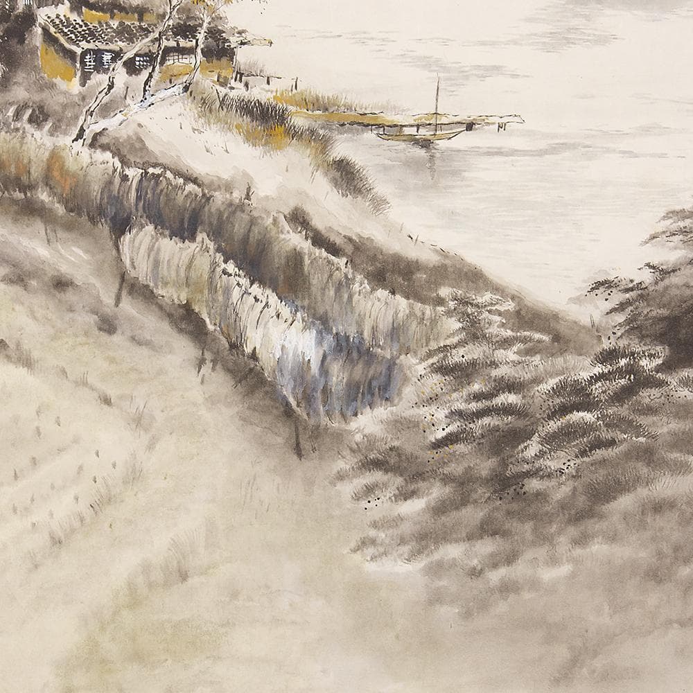 掛軸 日本画 飯尾剛史「大山」共箱