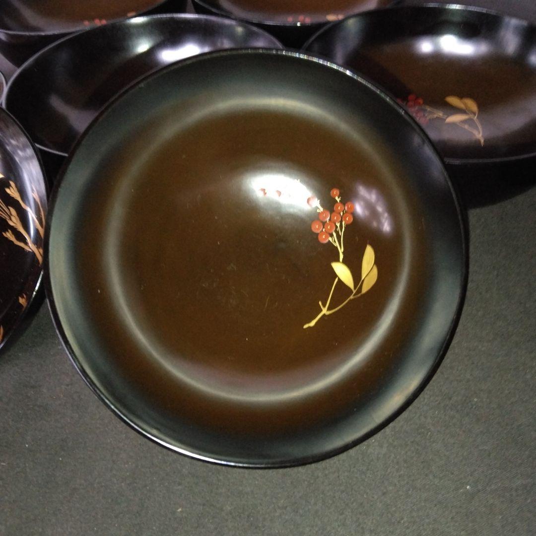 輪島塗り　お椀　蒔絵　南天