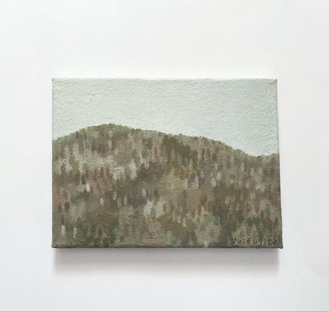 油彩画　冬の山