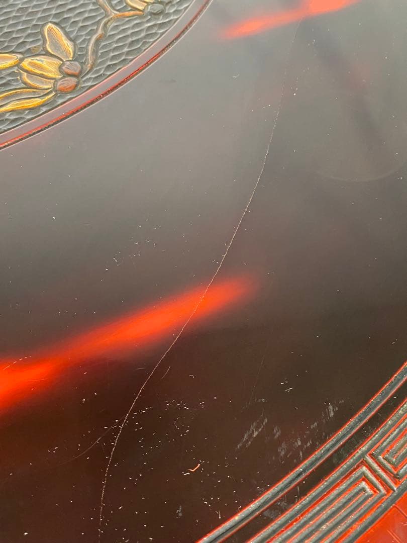 2428❣️ 丸テーブル　ちゃぶ台　中国座卓　　彫り　アンティーク　昭和レトロ