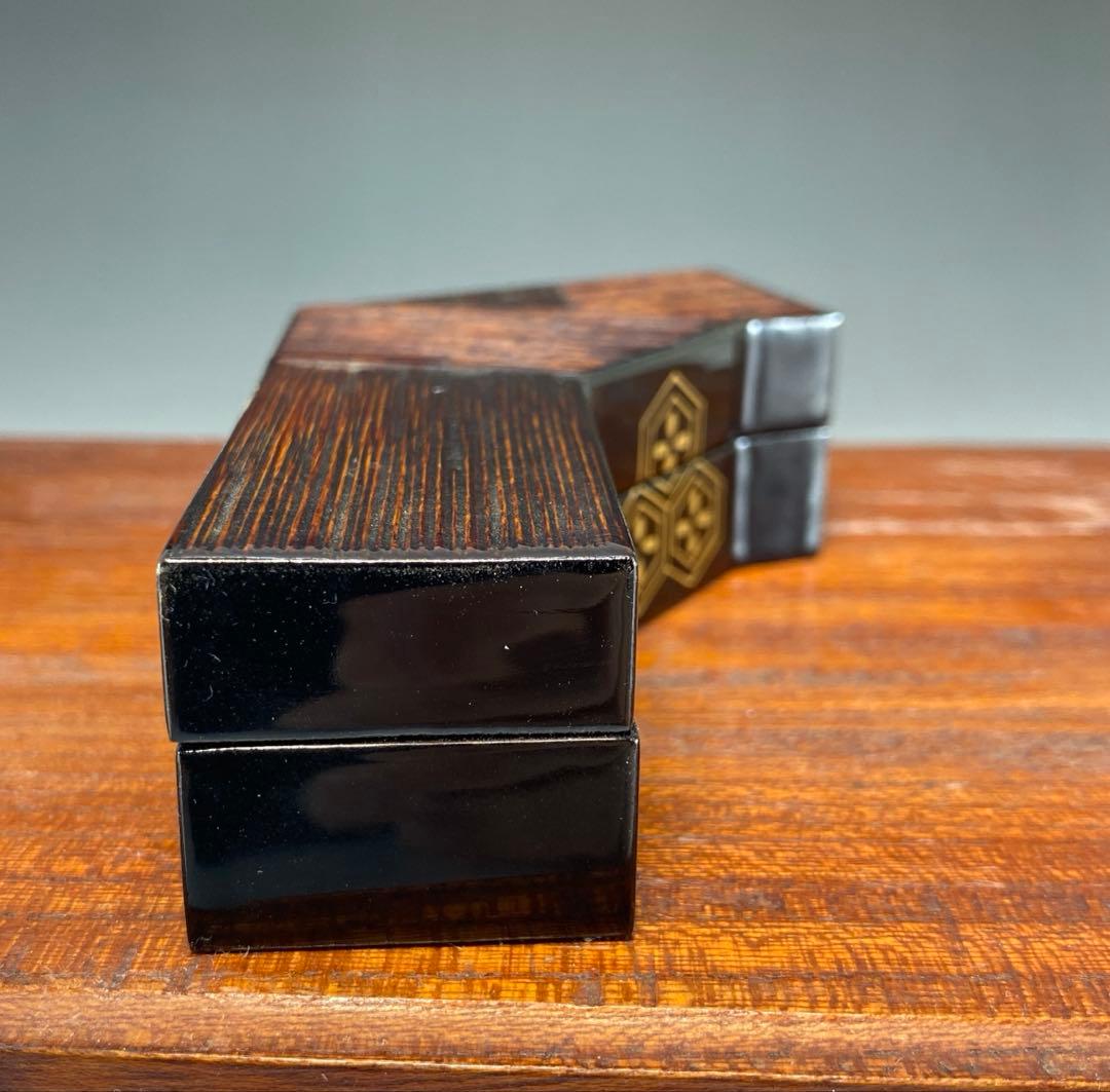 【茶道具】加州好雲斎造　立花大亀老師書付　ヘゲ目亀甲紋結文香合（共箱）