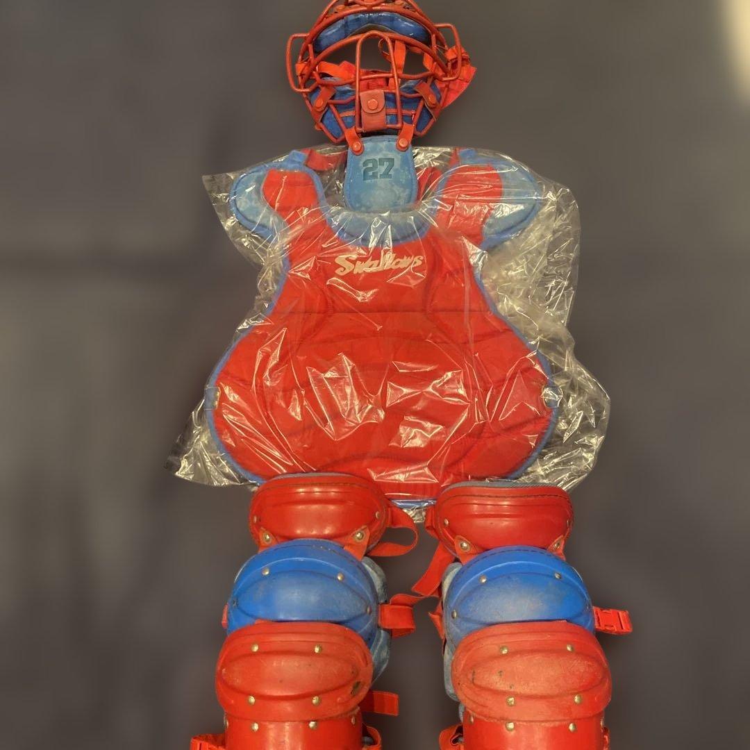 古田敦也　東京ヤクルトスワローズ　マスク　プロテクター　実使用　古田　ヤクルト