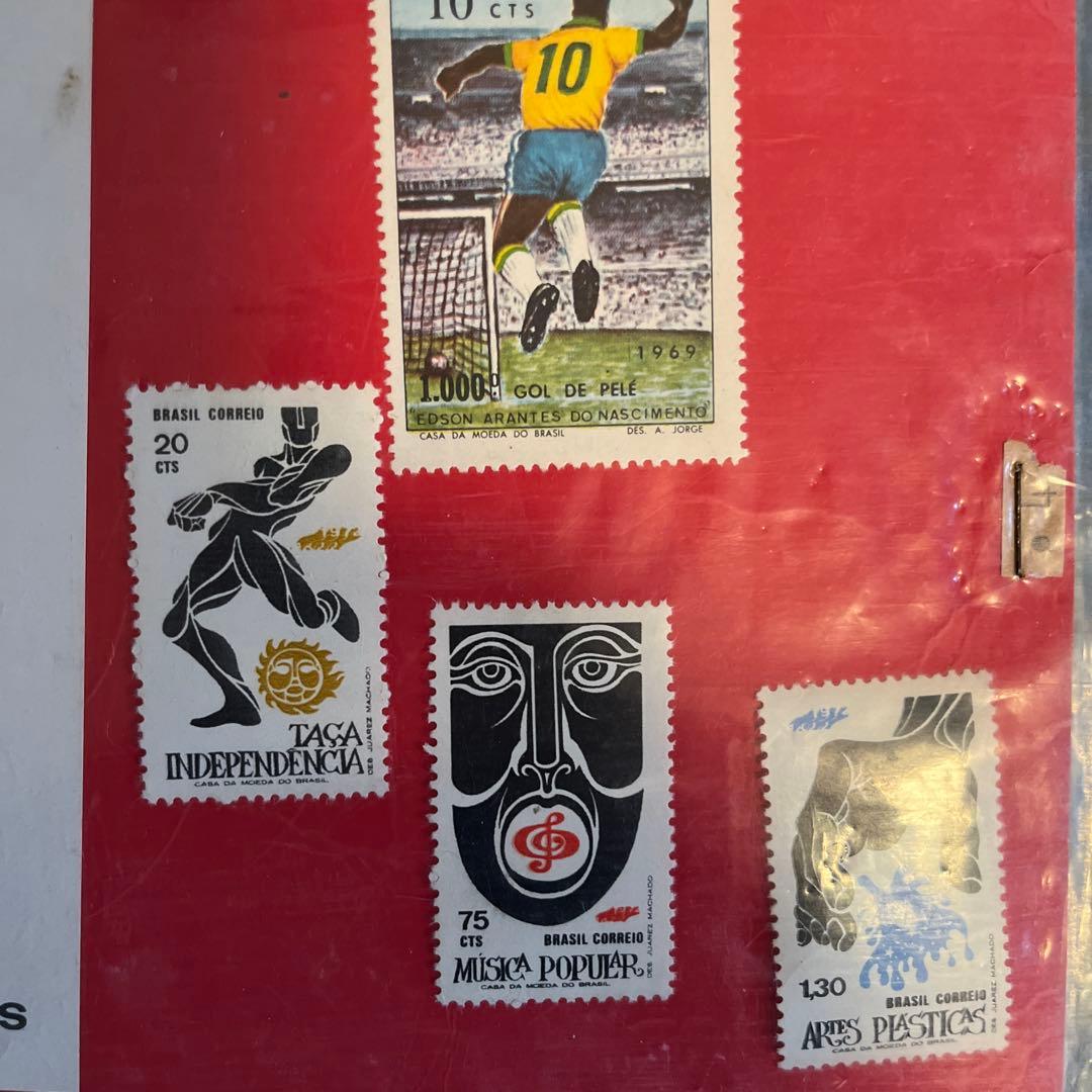 切手　ブラジル　ペレ　1000ゴール記念2枚他（未使用）