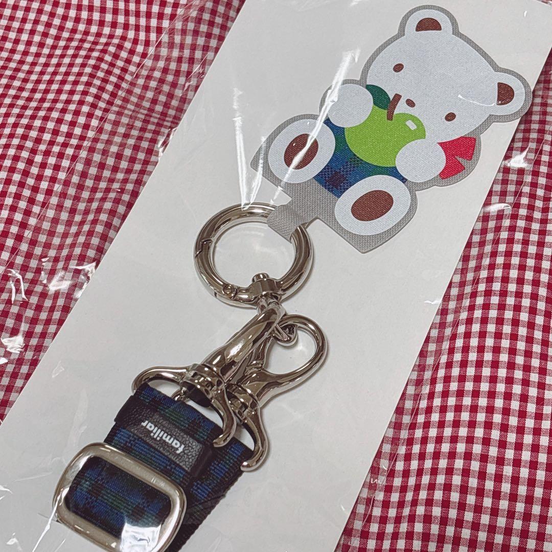 【新品.タグ付き.未使用】☆ファミリア☆ショルダーストラップ☆青チェック☆