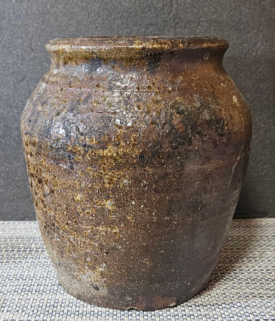江戸時代　古丹波　自然釉　壺　種壺　花入れ　花生け　茶道具　茶室　高18.1cm