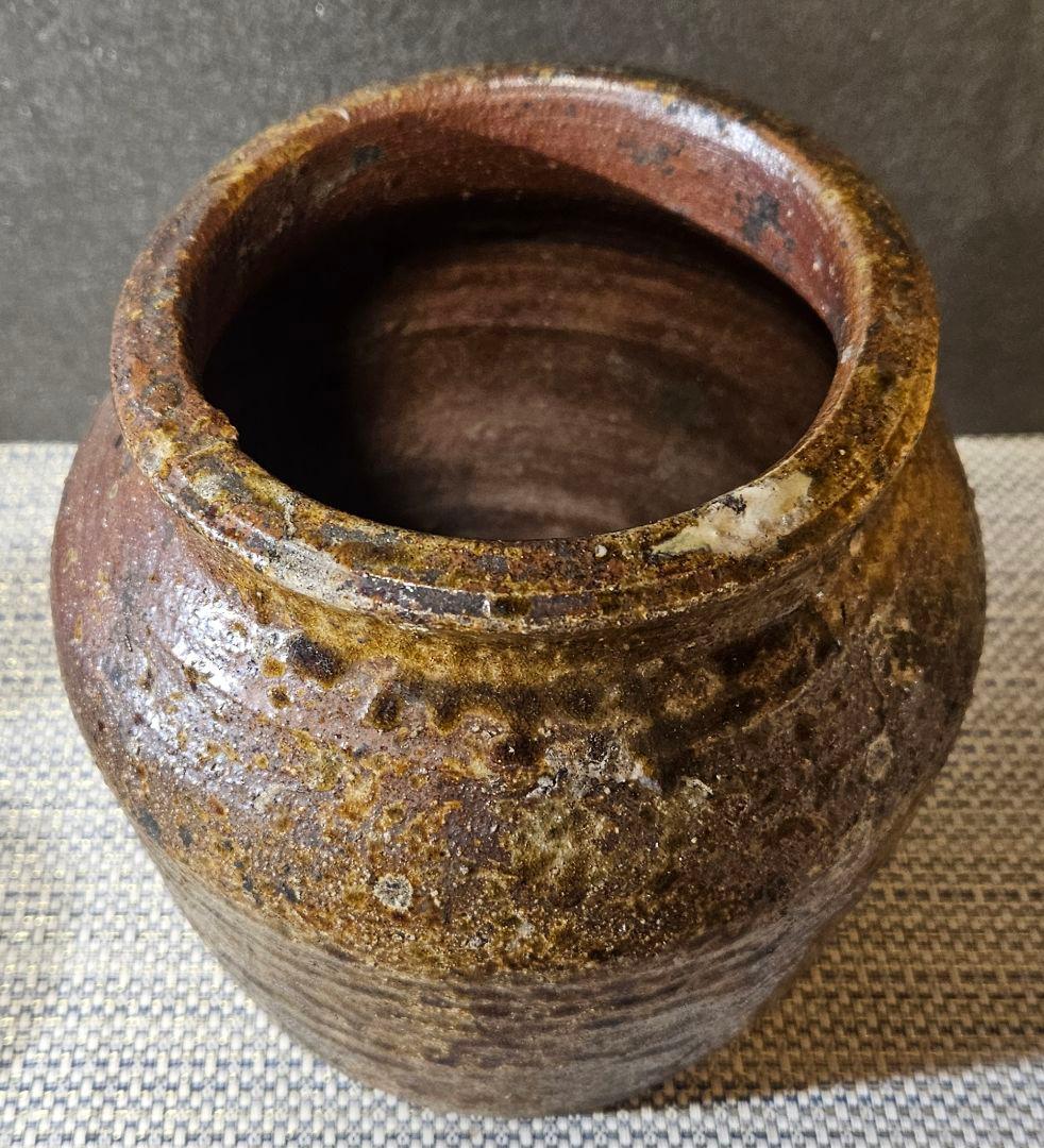 江戸時代　古丹波　自然釉　壺　種壺　花入れ　花生け　茶道具　茶室　高18.1cm