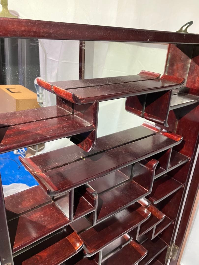 【Y1004】飾り棚 唐木 中国 古美術 アンティーク ビンテージ 鏡 壁掛け