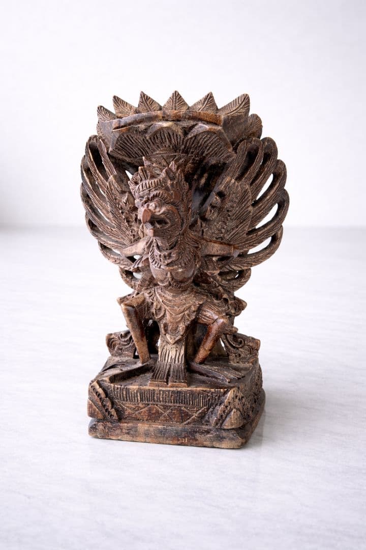 ●【一点物アジアン木彫神像カルラ守護神像バリ島風ハンドカービングヴィンテージ調