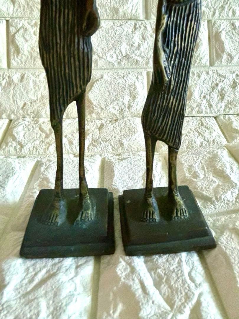 アフリカ部族金属彫刻像／アンティーク品　真鍮オブジェ