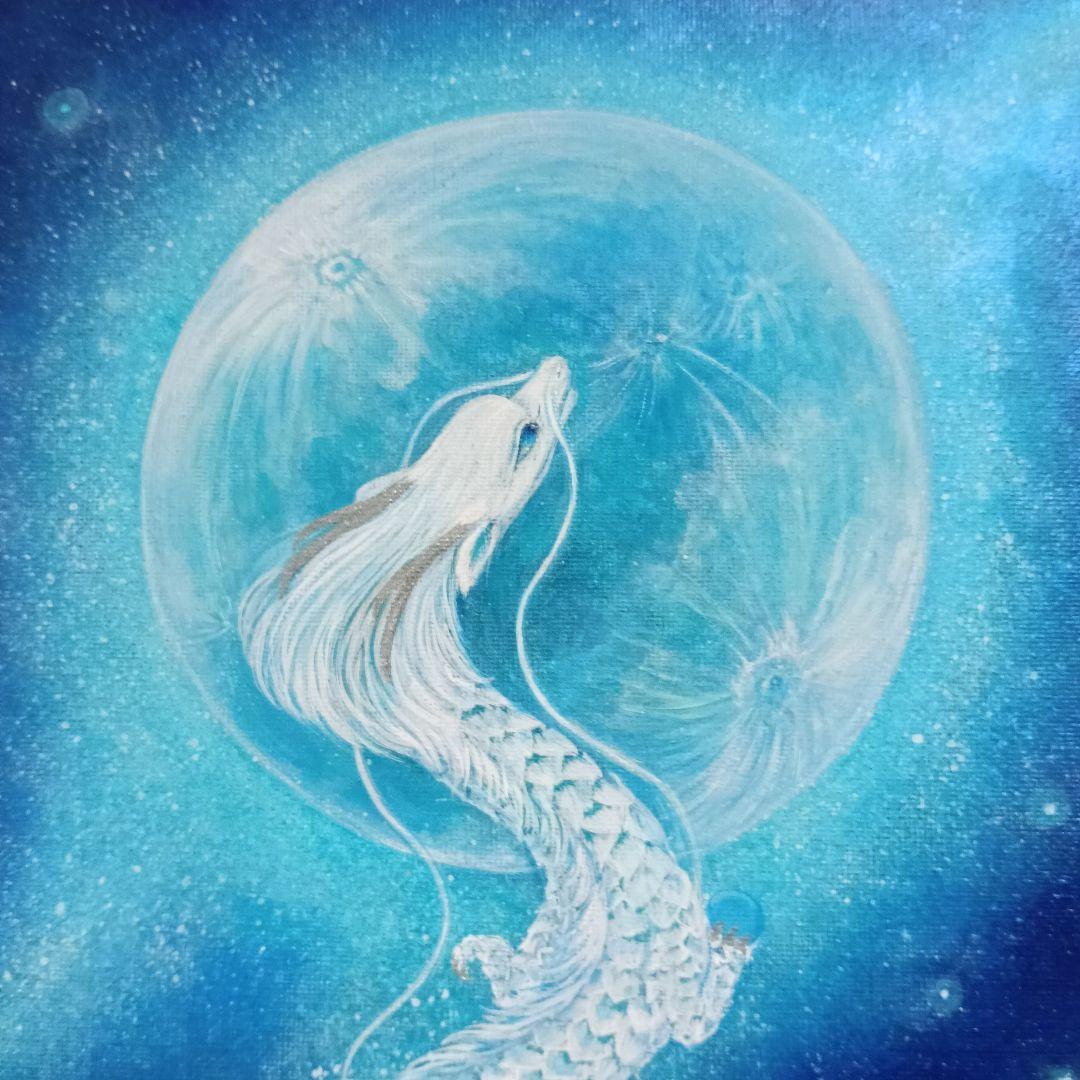 No.546 大きめF4 水から出る龍　昇り龍　アクリル画　原画　龍神絵画