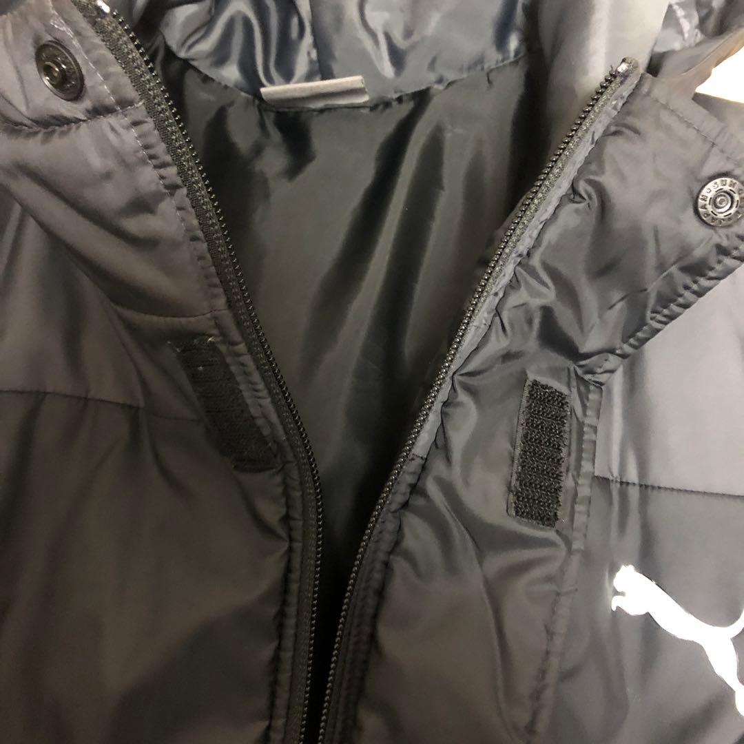 【PUMA・プーマ】 ロングベンチコート　メンズMサイズ　ダークグレー　中古品