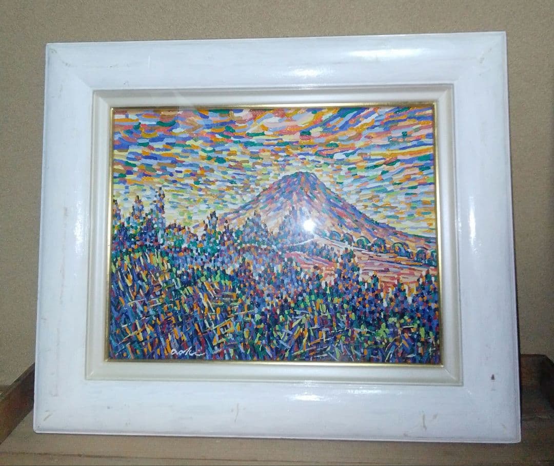 富士山 アクリル画？ F6 ダイヤモンド富士 点描画家