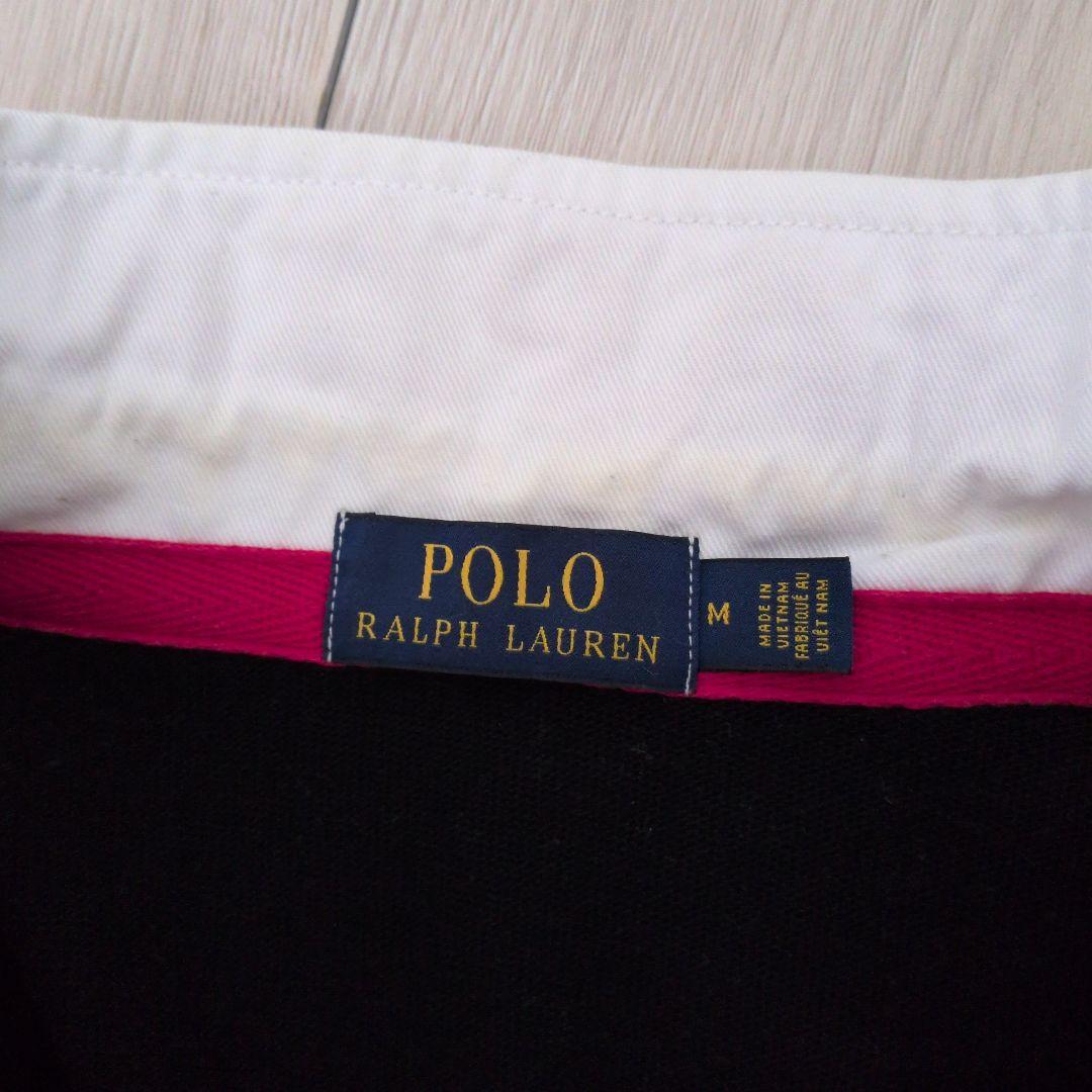 ラルフローレンポロ　ラグビー ポロシャツ 黒 長袖 ベア刺繍　М