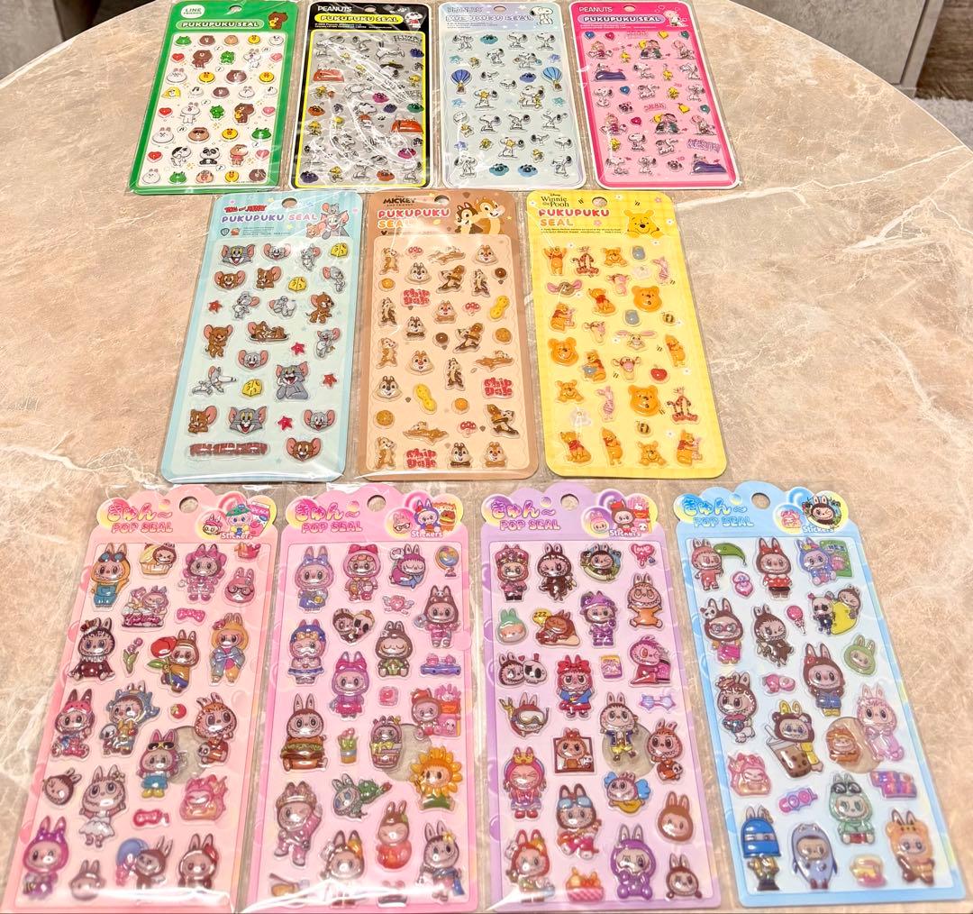 ボンボンドロップシール・ぷくぷくシール・タイルシールなどの詰め合わせ